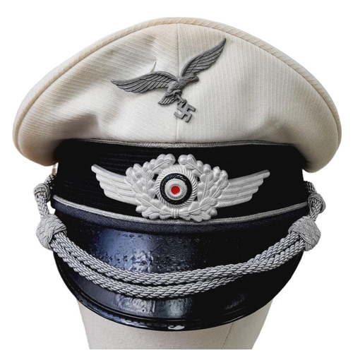 6 - WW2 Luftwaffe White Topped Officers Visor Cap.