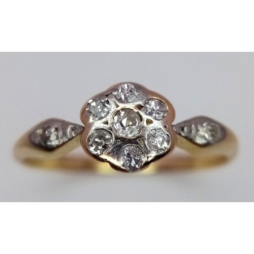 257 - 18K YELLOW GOLD & PLATINUM VINTAGE DIAMOND RING 2.4G SIZE Q

ref: SC 3034