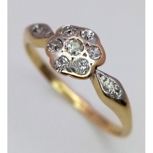 257 - 18K YELLOW GOLD & PLATINUM VINTAGE DIAMOND RING 2.4G SIZE Q

ref: SC 3034