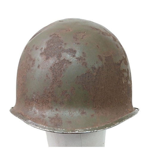 124 - WW2 US McCord Front Split Seam Swivel Bale M1 Helmet with insignia of the 36th Infantry on both side... 