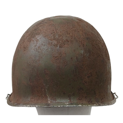 124 - WW2 US McCord Front Split Seam Swivel Bale M1 Helmet with insignia of the 36th Infantry on both side... 