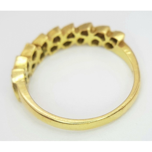 186 - AN 18K YELLOW GOLD ( TESTED ) DIAMOND RING - 2.9G. SIZE L. REF: SC4040.