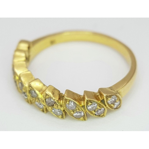 186 - AN 18K YELLOW GOLD ( TESTED ) DIAMOND RING - 2.9G. SIZE L. REF: SC4040.