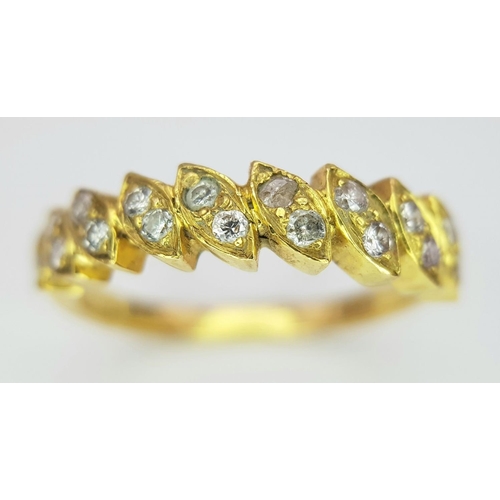 186 - AN 18K YELLOW GOLD ( TESTED ) DIAMOND RING - 2.9G. SIZE L. REF: SC4040.