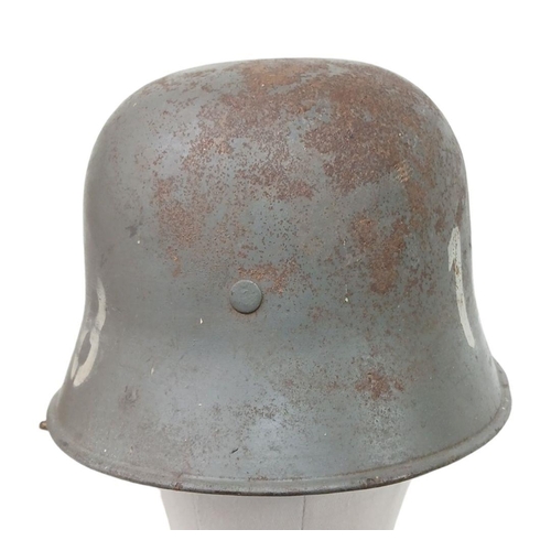 229 - Amazing Condition German M18 Stahlhelm Helmet with civil liner and chinstrap. This re-used WW1 helme... 