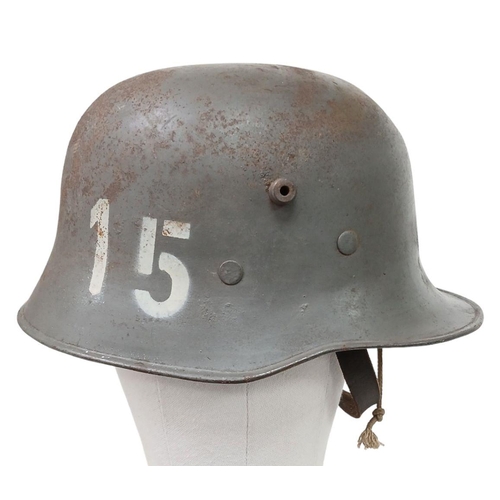 229 - Amazing Condition German M18 Stahlhelm Helmet with civil liner and chinstrap. This re-used WW1 helme... 