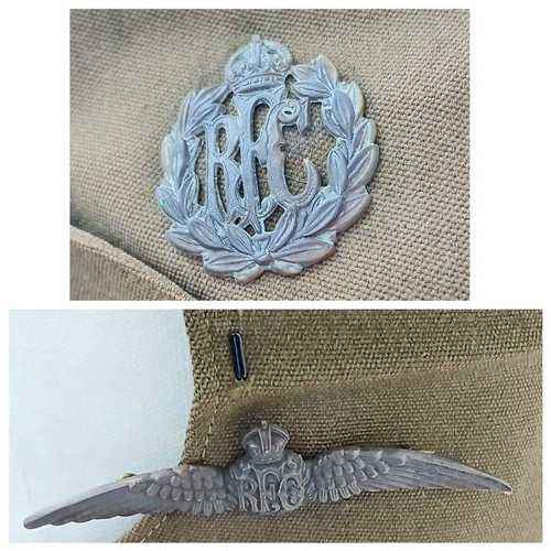 349 - WW1 Royal Flying Corps Officers Side Cap and Pilots Wings.