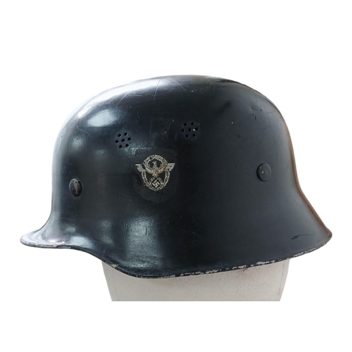 41 - WW2 Lightweight German M34 Double Decal Police Helmet with Liner.