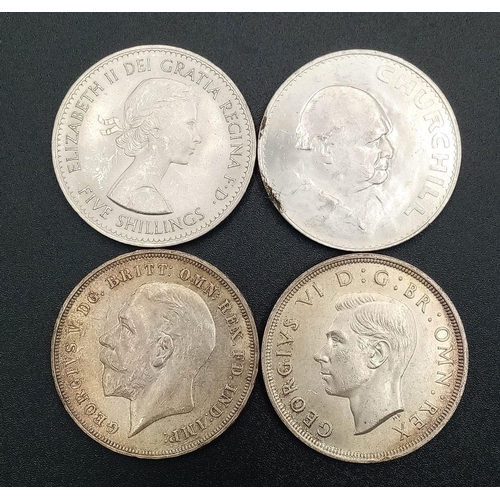 430 - A Parcel of Four Silver and Commemorative Crown Coins Comprising; 1) A Silver 1935 Rocking Horse Cro... 