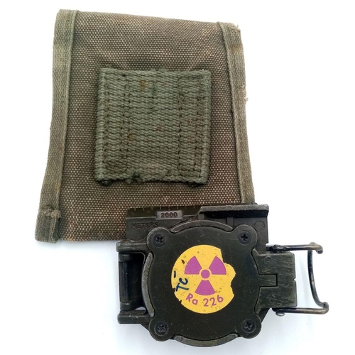 447 - Vietnam War Era 1966 Dated Compass & Pouch. Maker Waltham.