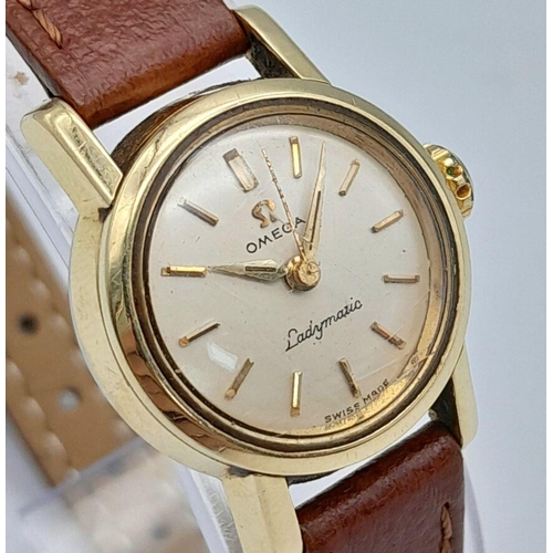 458 - A Vintage Gold Tone Ladies Omega Seamaster ‘Ladymatic’ Automatic Watch, 20mm Case. Working Order and... 