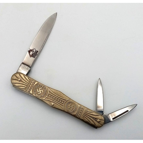 461 - 3rd Reich Patriotic Penknife with etched blade.