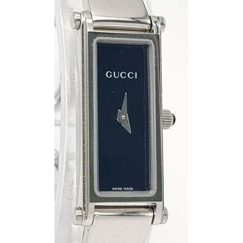 486 - A Very Good Condition Ladies Gucci Stainless Steel ‘Horse bit Clasp’ Bracelet Watch Model 1500L. 15m... 