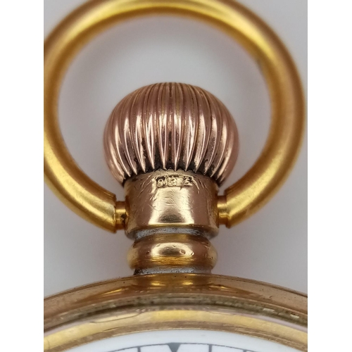 283 - An Antique 9K Gold JW Benson Pocket Watch. Top winder. White dial with sub dial. In working order bu... 