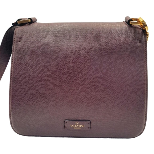 270 - A Valentino Burgundy VSLING Shoulder Bag. Leather exterior with gold-toned hardware, chain and leath... 