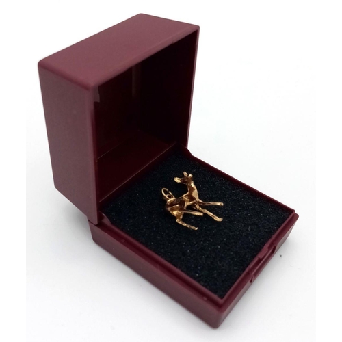 287 - Vintage 9 carat GOLD ‘DEER’  CHARM /PENDANT. Fully hallmarked and nicely sculpted in the shape of a ... 