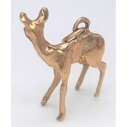 287 - Vintage 9 carat GOLD ‘DEER’  CHARM /PENDANT. Fully hallmarked and nicely sculpted in the shape of a ... 