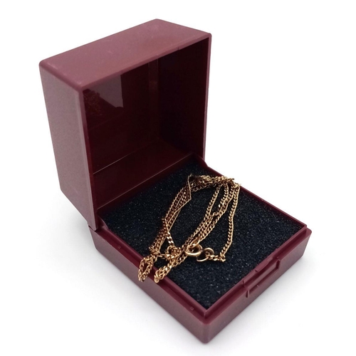 315 - 9 carat GOLD CURB CHAIN FINE LINK NECKLACE. 2 o grams. 45 cm.