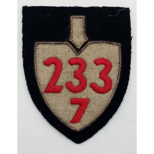 WW2 German RAD Officers Bullion Gau Patch for district 233/7.