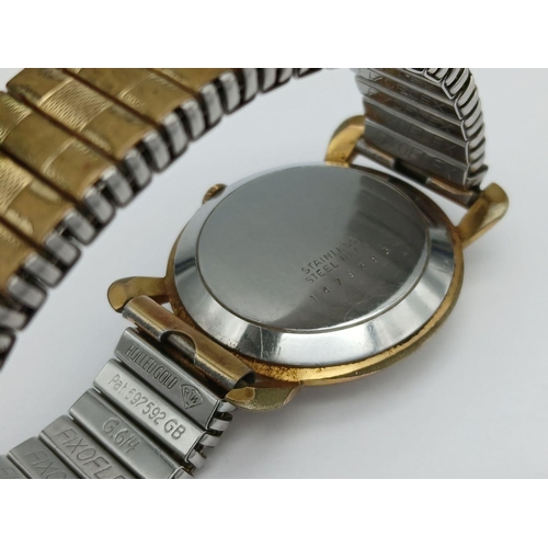 146 - Gentleman’s vintage gold plated ACCURIST WRISTWATCH. Manual winding in full working order. Swiss mad... 