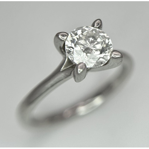 170 - An 18K White Gold Diamond Solitaire Ring. 0.86ct brilliant round cut diamond. Size I. 4.5g. Ref: 018... 