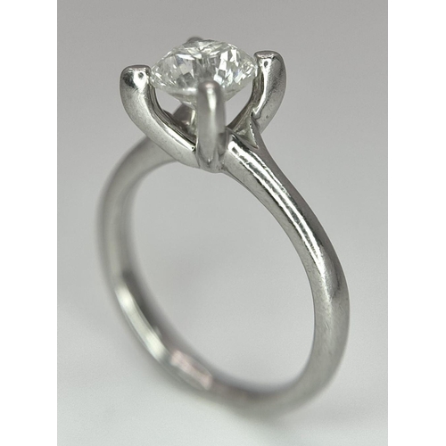 170 - An 18K White Gold Diamond Solitaire Ring. 0.86ct brilliant round cut diamond. Size I. 4.5g. Ref: 018... 