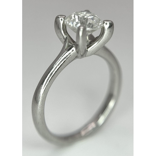 170 - An 18K White Gold Diamond Solitaire Ring. 0.86ct brilliant round cut diamond. Size I. 4.5g. Ref: 018... 