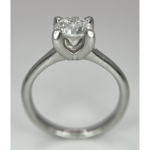 170 - An 18K White Gold Diamond Solitaire Ring. 0.86ct brilliant round cut diamond. Size I. 4.5g. Ref: 018... 