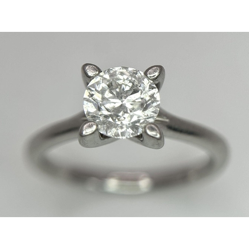 170 - An 18K White Gold Diamond Solitaire Ring. 0.86ct brilliant round cut diamond. Size I. 4.5g. Ref: 018... 