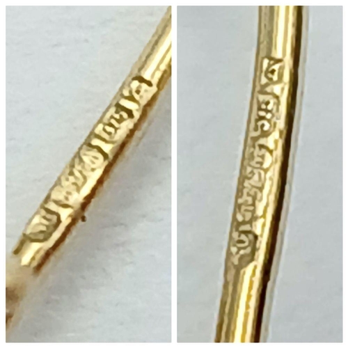 244 - Classic 9 carat GOLD DROP EARRINGS. Truncheon Batons with attractive raised pattern. Please see phot... 