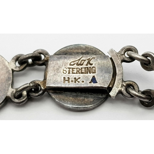 259 - Interesting Vintage SILVER CHINESE SYMBOL BRACELET. Consisting 10 x SILVER MEDALLIONS with SYMBOLS R... 