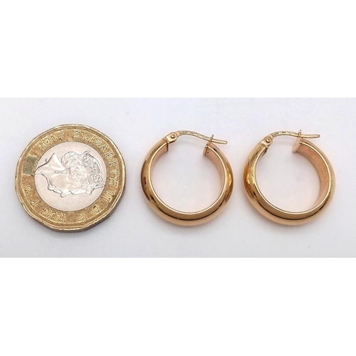 273 - Classic 9 carat GOLD HOOP EARRINGS. Full UK hallmark. Approx 2.0 grams. 1.85 cm Diameter. Condition ... 