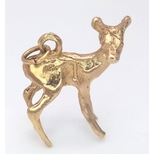 287 - Vintage 9 carat GOLD ‘DEER’  CHARM /PENDANT. Fully hallmarked and nicely sculpted in the shape of a ... 