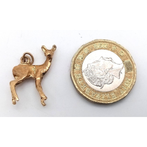 287 - Vintage 9 carat GOLD ‘DEER’  CHARM /PENDANT. Fully hallmarked and nicely sculpted in the shape of a ... 