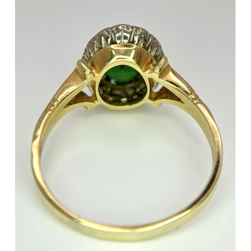 310 - A 18K Yellow Gold Green Stone and Diamond Ring, 5.4g total weight, size S.

ref: 5877H