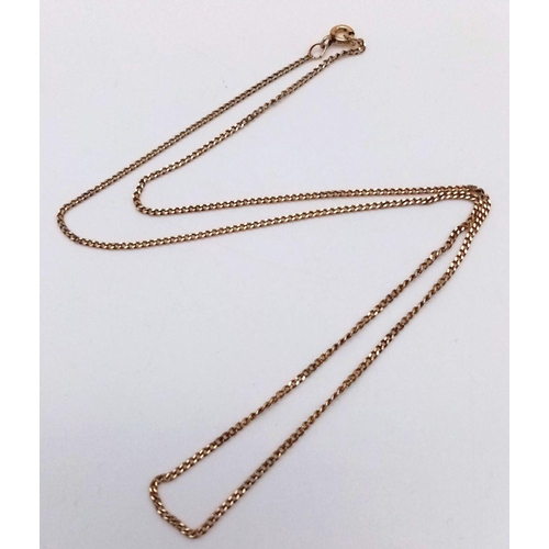 315 - 9 carat GOLD CURB CHAIN FINE LINK NECKLACE. 2 o grams. 45 cm.