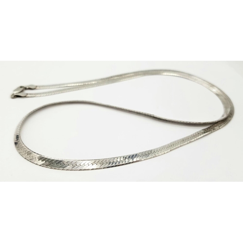 336 - Italian SILVER FLAT LINK NECKLACE. Extra long at  77 cm  (30“).