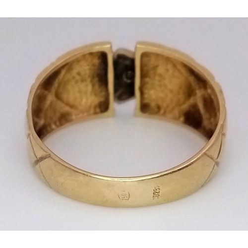 339 - A 18K Yellow Gold (tested as) CZ Set Wide Band, 3.1g total weight, size P1/2.

ref: 1581I - 3