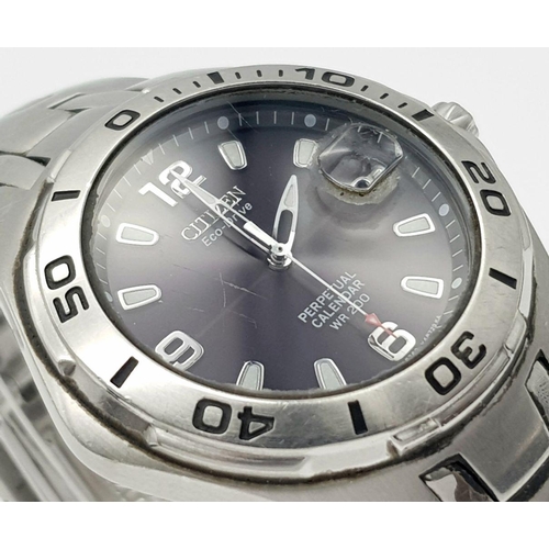 497 - Gentleman’s CITIZEN ECO-DRIVE WRISTWATCH. Day/Date Model finished in stainless steel . Having lumino... 