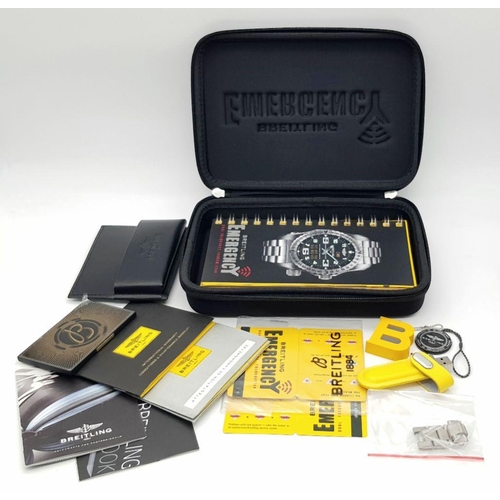 88 - A Breitling Emergency Gents Quartz Watch! Titanium bracelet and case - 51mm. Cobra yellow dial with ... 