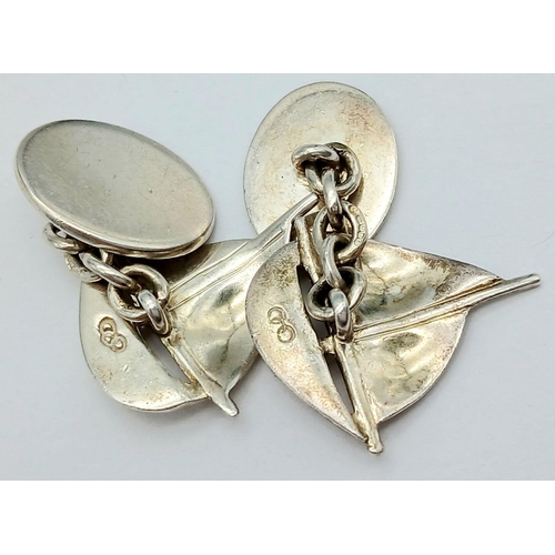 301 - Vintage SILVER ‘YACHT CUFFLINKS’ from Links of London. Chain linked Limited edition. Full UK hallmar... 