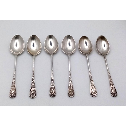 343 - Antique set of  6 x A J Bailey SILVER COFFEE SPOONS. Full hallmark for AJ Bailey,Birmingham 1913. Be... 