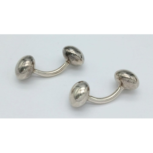 406 - Gentlemans vintage SILVER BARBELL CUFFLINKS. Links of London. Fully hallmarked.