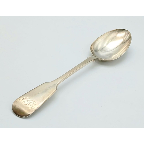 448 - Antique WILLIAM IV SILVER TABLE SPOON. Hallmark for Lias, London 1834. Approx 71 grams. 22 cm.