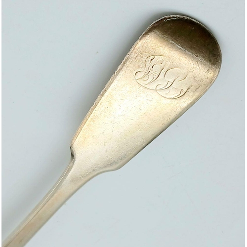 448 - Antique WILLIAM IV SILVER TABLE SPOON. Hallmark for Lias, London 1834. Approx 71 grams. 22 cm.