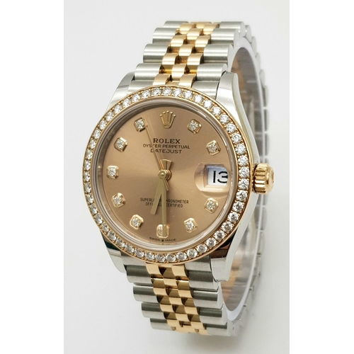 67 - A Beautiful Rolex Datejust Ladies Watch. Bi-Metal (steel and rose-gold) bracelet and case -31mm. Dia... 