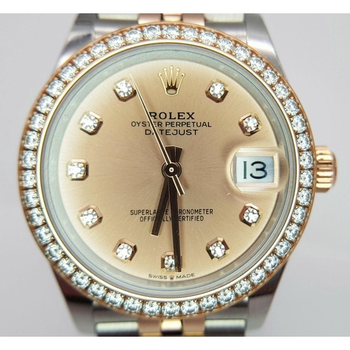 67 - A Beautiful Rolex Datejust Ladies Watch. Bi-Metal (steel and rose-gold) bracelet and case -31mm. Dia... 