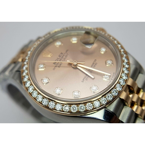 67 - A Beautiful Rolex Datejust Ladies Watch. Bi-Metal (steel and rose-gold) bracelet and case -31mm. Dia... 