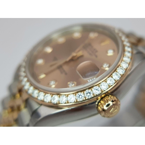 67 - A Beautiful Rolex Datejust Ladies Watch. Bi-Metal (steel and rose-gold) bracelet and case -31mm. Dia... 