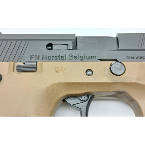 171 - A Deactivated German FN Herstal FNP 9-17 9mm Semi Automatic Pistol. Tan and black frame. Comes with ... 